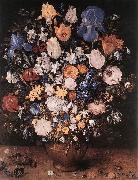 BRUEGHEL, Jan the Elder Bouquet in a Clay Vase f oil